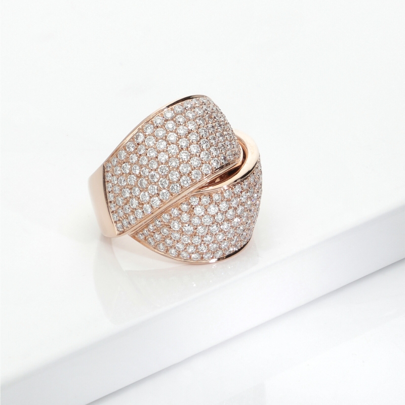 Bague Croisée Eclat Or Rose 18K Diamants
