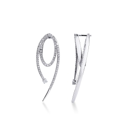 Boucles d’oreilles design en or blanc 18k spirale avec diamants