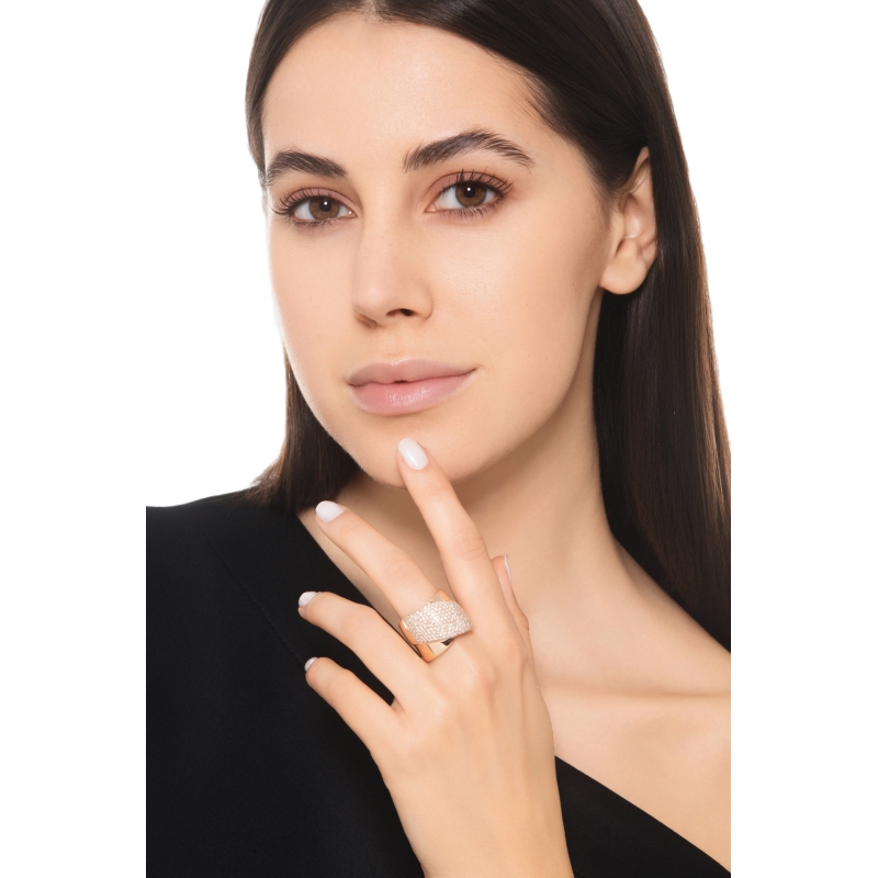 Bague bandeau or rose 18K diamants brillants