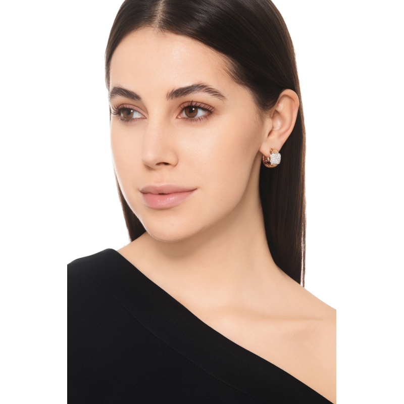 Créoles tubogas or rose et blanc 18K pavées de diamants