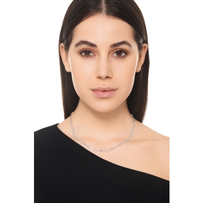 Collier Diamants Or Blanc Tailles Goutte Navette Baguette