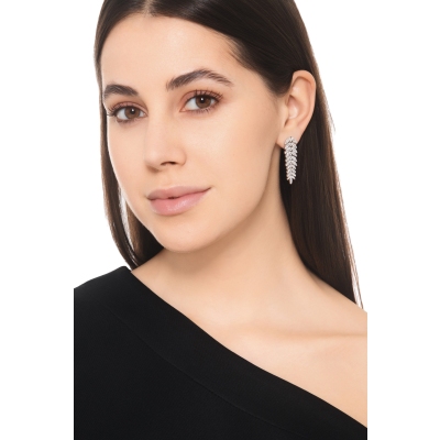 Boucles d'Oreilles Pendantes Diamants Or Blanc