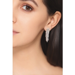 Boucles d'Oreilles Pendantes Diamants Or Blanc 2