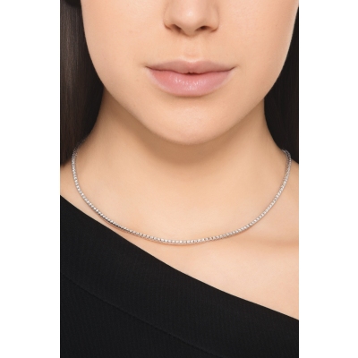 Collier Tennis en Or Blanc 18k avec Diamants Naturels