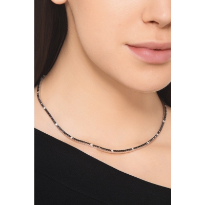 Collier tennis en or 18 carats avec diamants noirs et blancs