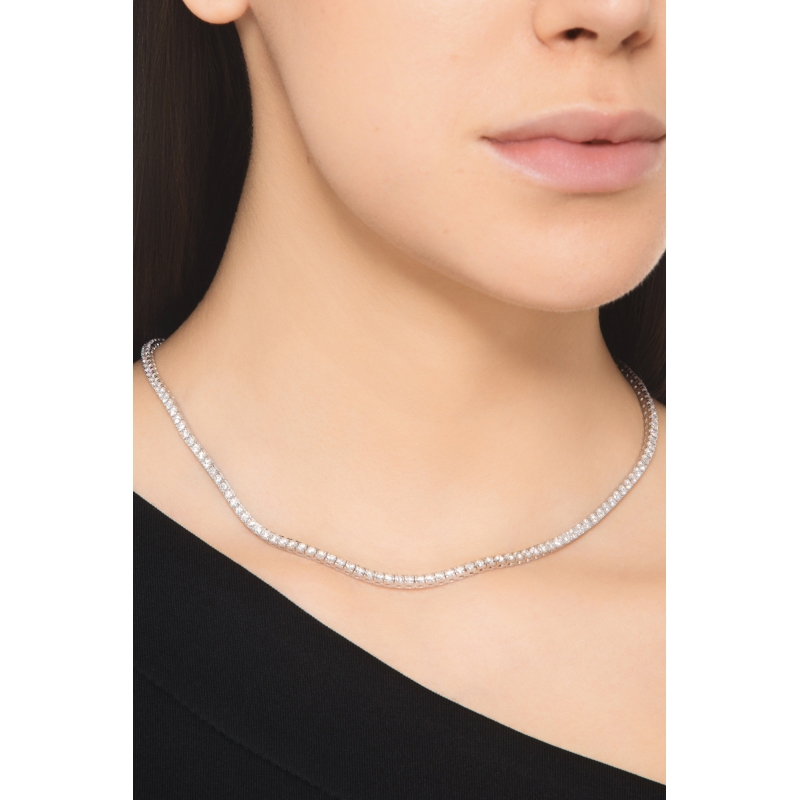 Collier tennis en or blanc 750 avec diamants naturels ct 0.04