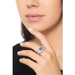 Bague tanzanite ovale et diamants en or blanc 18K 2