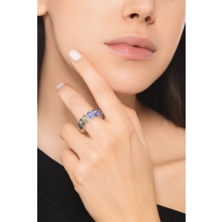 Alliance Eternity en Or Blanc 18k avec Saphirs Multicolores Taille Ovale 2