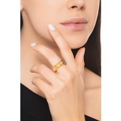 Bague en Or Jaune 750 avec Saphirs Multicolores Taille Ovale 2