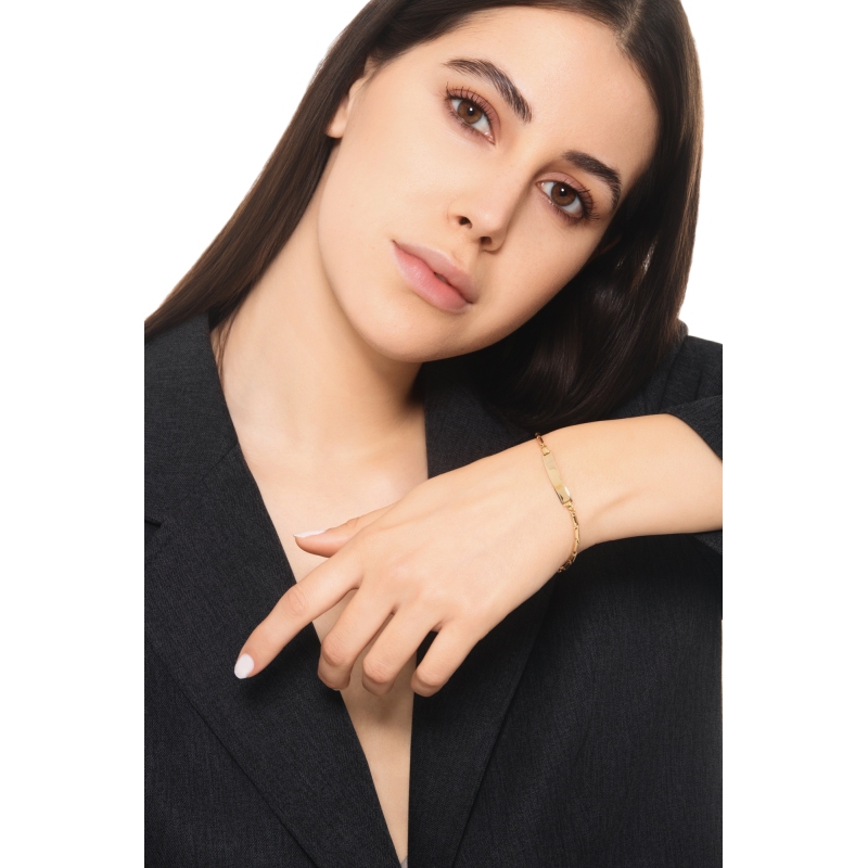 Bracelet en or jaune 750 avec plaque personnalisable