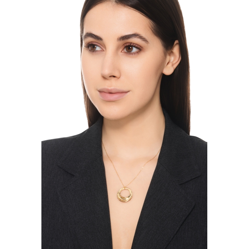 Collier en or jaune 18k avec pendentif cercle ajouré