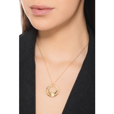 Collier en or jaune 18k avec pendentif cercle ajouré