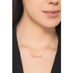 Collier personnalisable avec prenom en cursive stylisee en or jaune 18k 2