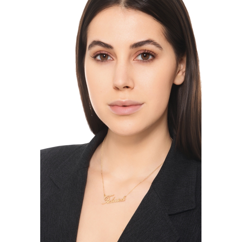 Collier personnalisable or jaune 18k avec prenom en cursive