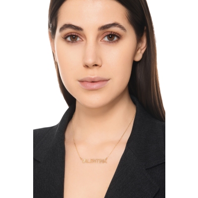 Collier personnalisable en or jaune 18k avec lettres majuscules