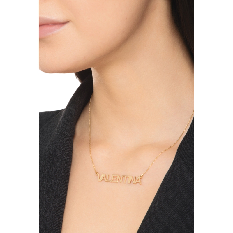 Collier personnalisable en or jaune 18k avec lettres majuscules