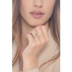 Bague en or blanc 750 avec citrine ovale et diamants 2