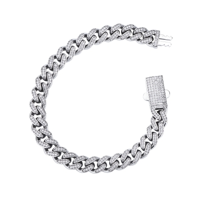 Bracelet Cuban Link en or blanc 18k avec diamants