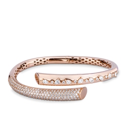 Bracelet semi-rigide design en or rose 18k avec diamants