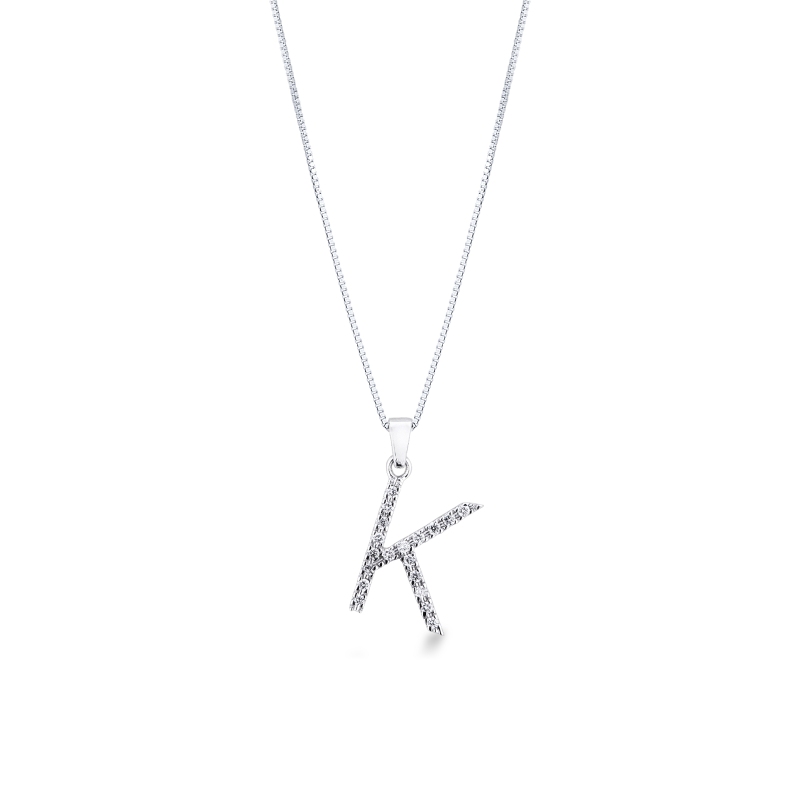Collier Initiale K Diamants Or Blanc