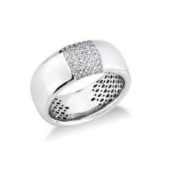 Bague Homme en Or Blanc 18k avec Diamants