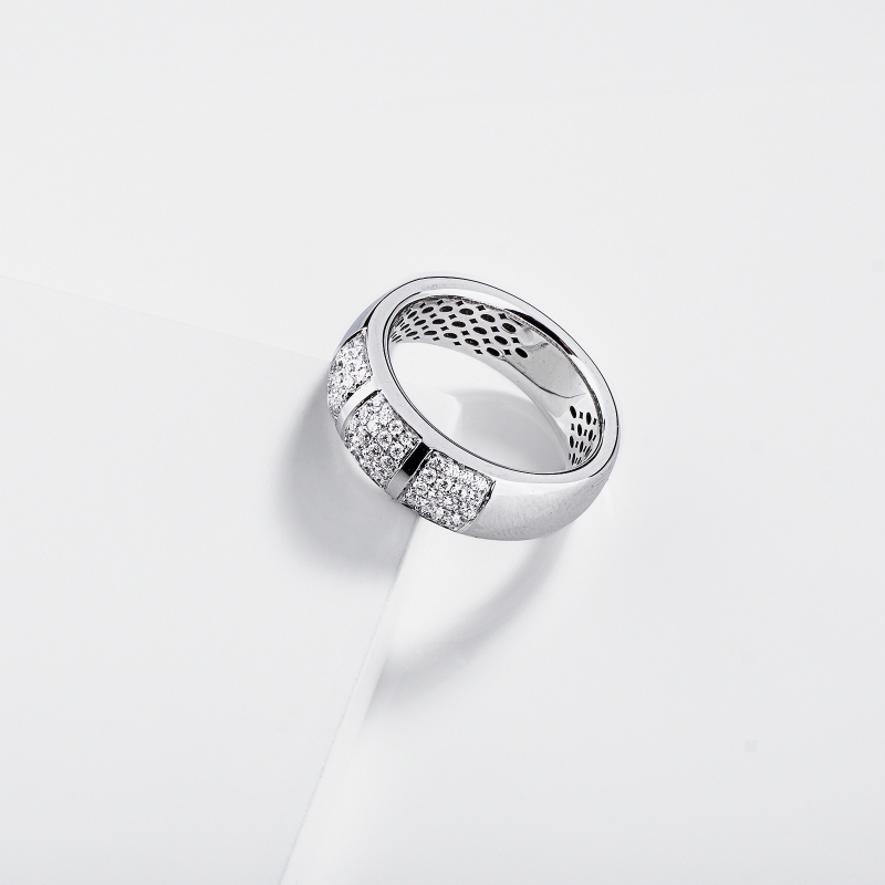 Bague Homme en Or Blanc 750 avec Diamants Naturels