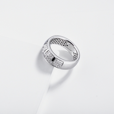 Bague Homme en Or Blanc 750 avec Diamants Naturels