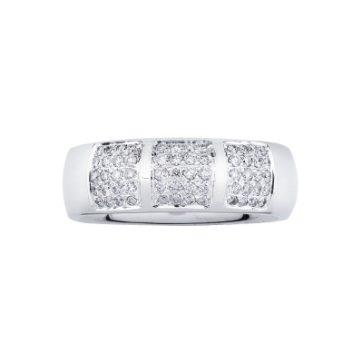 Bague Homme en Or Blanc 750 avec Diamants Naturels