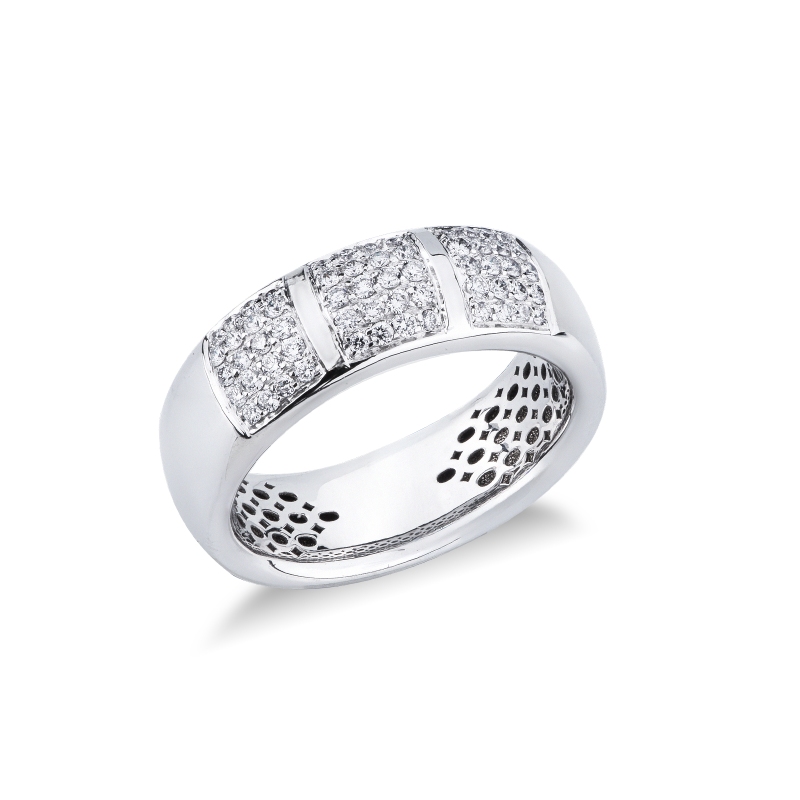Bague Homme en Or Blanc 750 avec Diamants Naturels