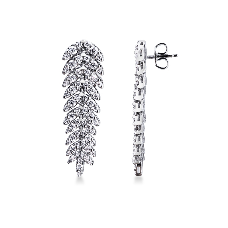 Boucles d'Oreilles Pendantes Diamants Or Blanc