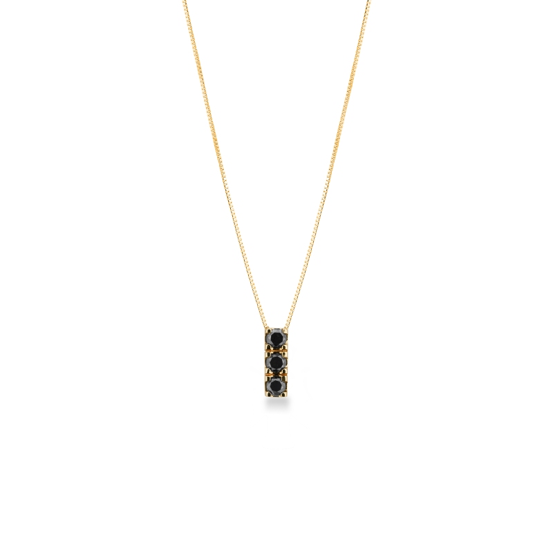 Collier Trilogy en or 18 K avec diamants noirs