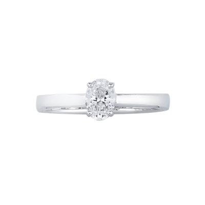 Bague solitaire diamant GIA ct 0.50 en or blanc 18K