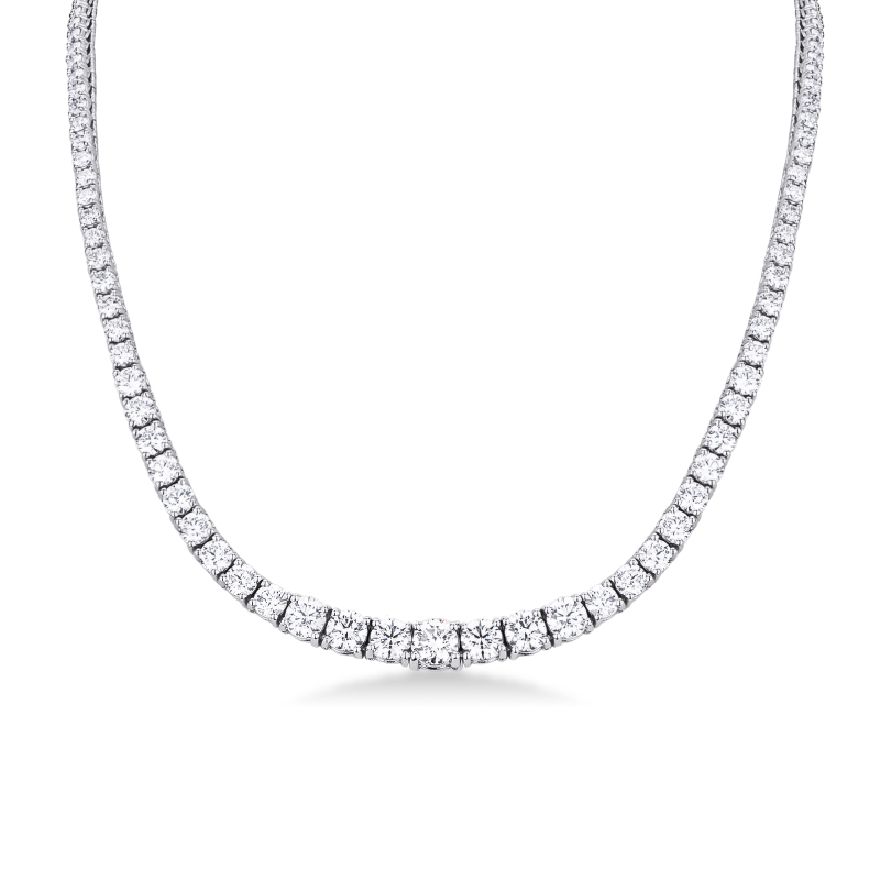 Collier tennis or blanc 18K diamants brillants