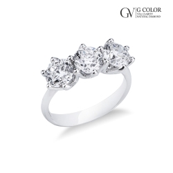 Bague en or blanc 18K avec diamants trilogy ct 3.00