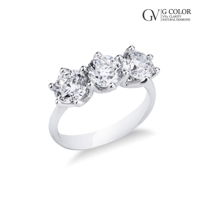 Bague en or blanc 18K avec diamants trilogy ct 3.00