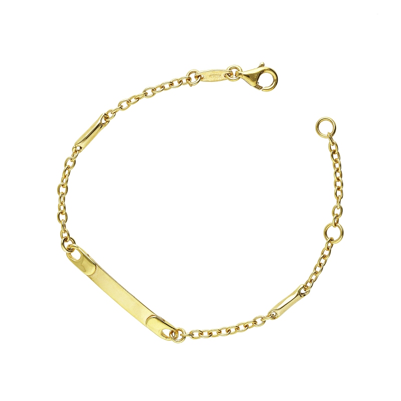 Bracelet en or jaune 750 avec plaque