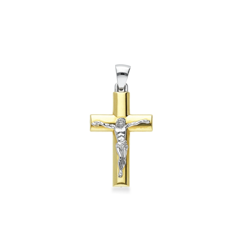Pendentif avec Christ en or blanc et jaune 18K