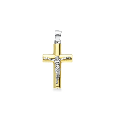 Pendentif avec Christ en or blanc et jaune 18K