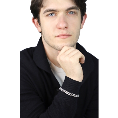 Bracelet Cuban Link en or blanc 18k avec diamants