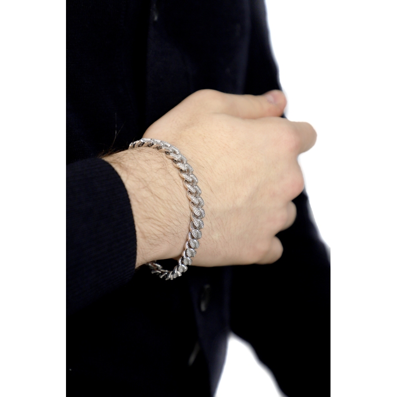 Bracelet Cuban Link en or blanc 18k avec diamants