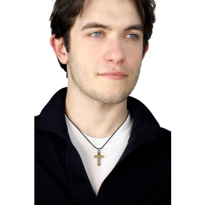 Pendentif avec Christ en or blanc et jaune 18K