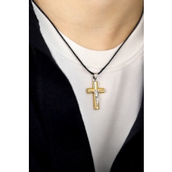 Pendentif avec Christ en or blanc et jaune 18K 2