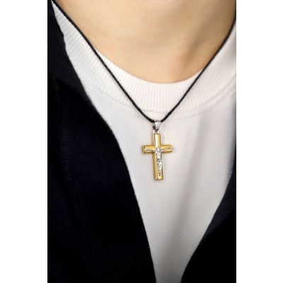 Pendentif avec Christ en or blanc et jaune 18K