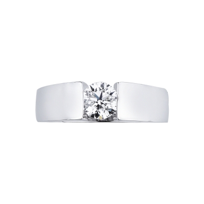 Bague solitaire or blanc 18k avec diamant 0,70 ct taille brillante