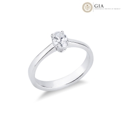 Bague solitaire diamant GIA ct 0.50 en or blanc 18K