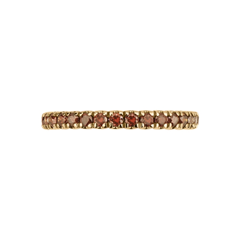 Bague Eternity griffes en or jaune 18k avec diamants cognac