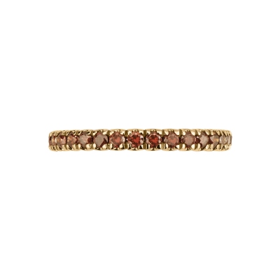 Bague Eternity griffes en or jaune 18k avec diamants cognac