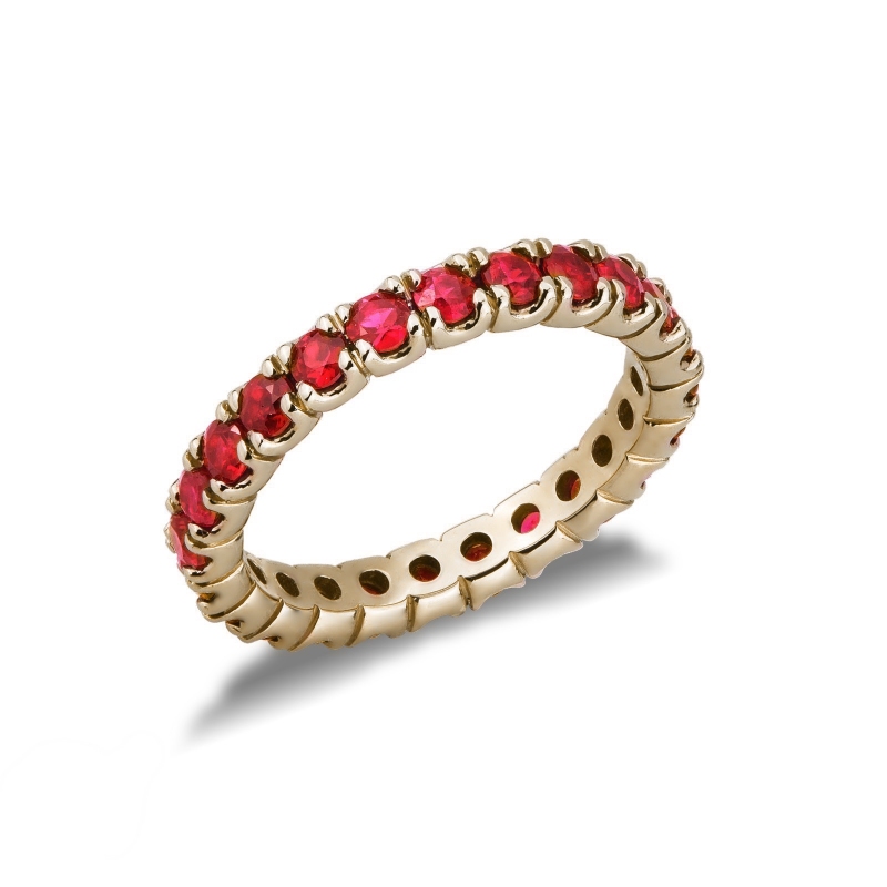 Bague d’Éternité or jaune 18k rubis