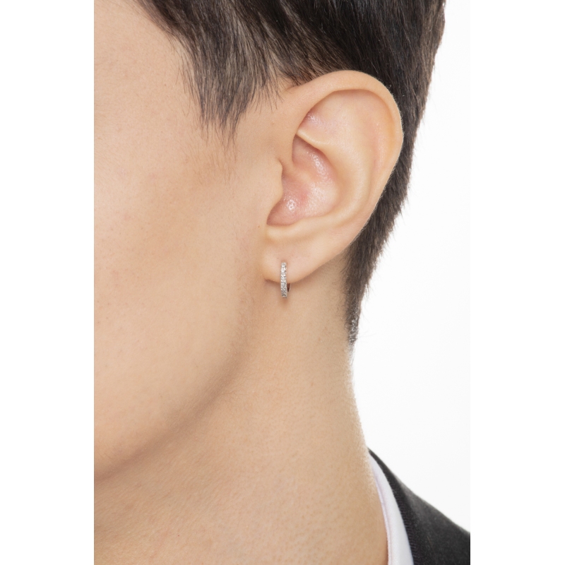 Créole mono en or blanc 18k et diamants