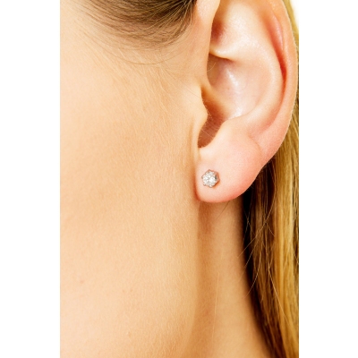 Mono boucle d oreille mono à six griffes en or blanc 18k 